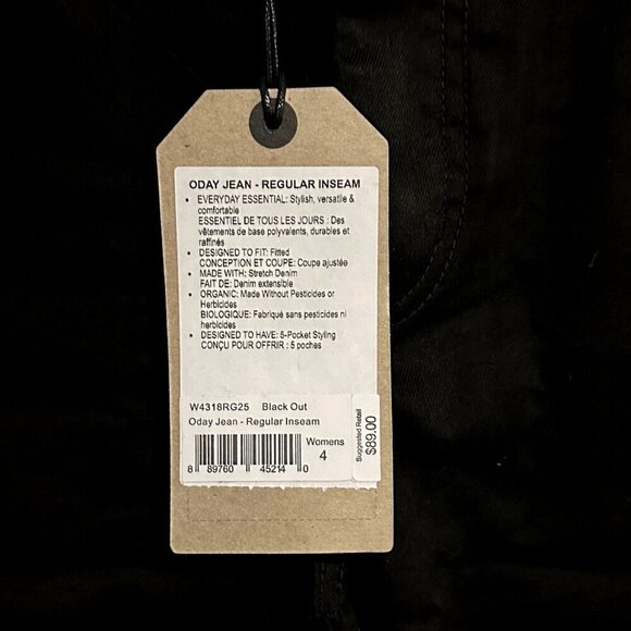 NWT Prana Women's Oday Skinny Jeans in Black Out - Size 4 - Picture 7 of 13